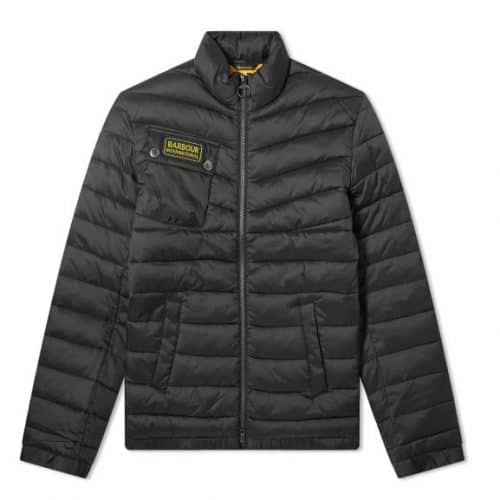 Barbour international chain baffle quilted jacket cheap in black